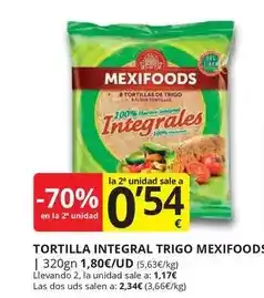 Supermercados MAS Mexifoods - tortilla integral trigo oferta