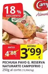 Supermercados MAS Campofrío - pechuga pavo reserva naturarte oferta
