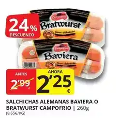 Supermercados MAS Campofrío - salchichas alemanas baviera o bratwurst oferta