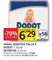 Supermercados MAS Dodot - panal sensitive talla 3 oferta