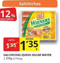 Supermercados MAS Oscar mayer - salchichas queso oferta