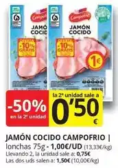 Supermercados MAS Campofrío - jamon cocido oferta