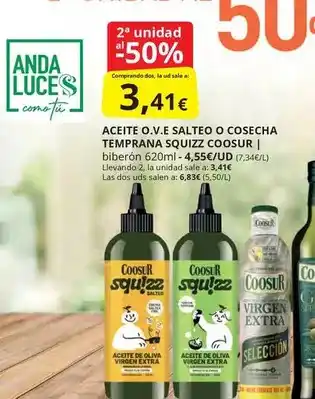 Supermercados MAS Coosur - aceite o.v.e salteo o cosecha temprana squizz oferta