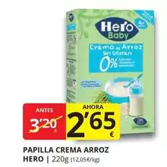 Supermercados MAS Hero - papilla crema arroz oferta