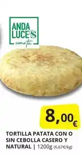 Supermercados MAS Anda - tortilla patata con o sin cebolla casero y natural oferta
