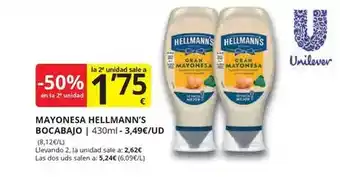 Supermercados MAS Hellmann's - mayonesa bocabajo oferta