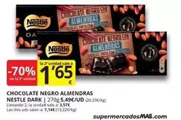 Supermercados MAS Nestlé - chocolate negro almendras oferta