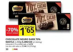 Supermercados MAS Nestlé - chocolate negro dark 70% oferta
