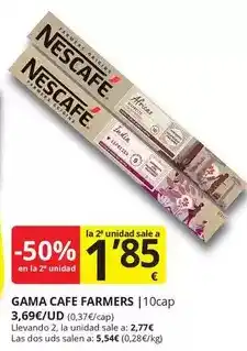 Supermercados MAS Nescafé - gama cafe farmers oferta