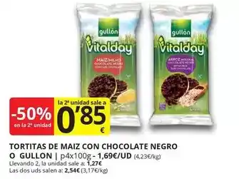 Supermercados MAS Gullón - tortitas de maiz con chocolate negro o gullon oferta