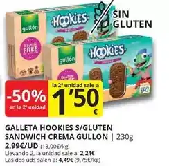 Supermercados MAS Free - galleta hookies s/gluten sandwich crema oferta