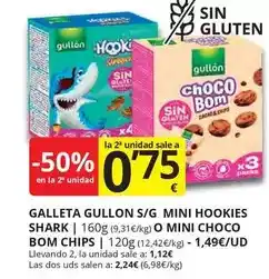 Supermercados MAS Gullón - galleta s/g mini hookies shark o mini choco oferta