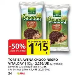 Supermercados MAS Vitalday - tortita avena choco negro oferta