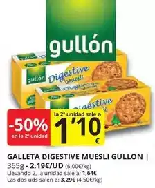 Supermercados MAS Gullón - galleta digestive muesli oferta