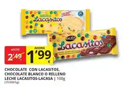 Supermercados MAS Lacasitos - chocolate con , chocolate blanco o relleno leche oferta