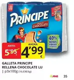 Supermercados MAS Lu - galleta principe rellena chocolate oferta