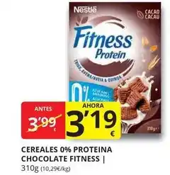 Supermercados MAS Nestlé - cereales 0% proteina chocolate fitness oferta