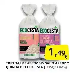 Supermercados MAS Ecocesta - tortitas de arroz sin sal o arroz y quinoa bio oferta