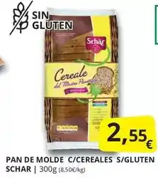 Supermercados MAS Schär - pan de molde c/cereales s/gluten oferta