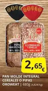 Supermercados MAS Oroweat - pan molde integral cereales o pipas oferta