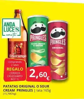 Supermercados MAS Pringles - patatas original o sour cream oferta