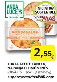 Supermercados MAS Anda - torta aceite canela, naranja o limón inés rosales oferta