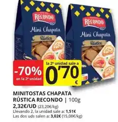 Supermercados MAS Recondo - minitostas chapata rústica oferta