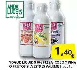 Supermercados MAS Anda - yogur líquido 0% fresa, coco y pina o frutos silvestres oferta