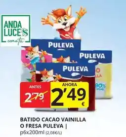 Supermercados MAS Puleva - batido cacao vainilla o fresa oferta