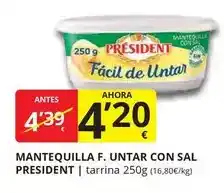 Supermercados MAS Président - mantequilla f. untar con sal oferta