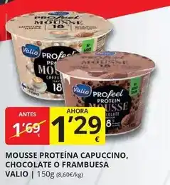 Supermercados MAS Valio - mousse proteina capuccino, chocolate o frambuesa oferta
