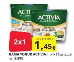 Supermercados MAS Danone - gama yogur activia oferta