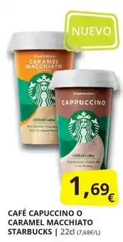Supermercados MAS Starbucks - café capuccino o caramel macchiato oferta