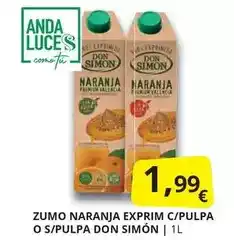 Supermercados MAS Don simón - zumo naranja exprim c/pulpa o s/pulpa oferta