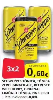 Supermercados MAS Schweppes - tónica, tónica zero, ginger ale, refresco wild berry, original limon o tónica zero oferta