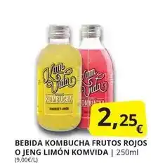 Supermercados MAS Komvida - bebida kombucha frutos rojos o jeng limon oferta