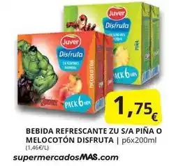 Supermercados MAS Juver - bebida refrescante zu s/a pina o melocoton disfruta oferta