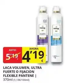 Supermercados MAS Pantene - laca volumen ultra fuerte o fijacion flexible oferta