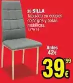 Rapimueble Silla tapizada en ecopiel color gris y patas metalicas oferta