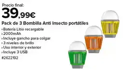 Costco Pack de 3 bombilla anti insecto portatiles oferta