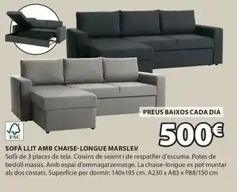 JYSK Sofa llit amb chaise-longue marslev oferta