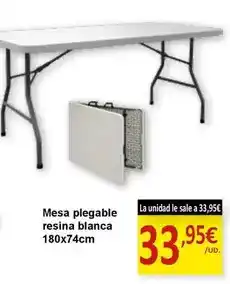 SPAR Mesa plegable resina blanca 180x74cm oferta