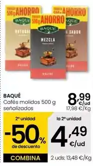 Eroski Baqué café - cafés molidos señalizados oferta