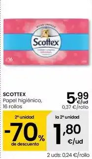 Eroski Scottex - papel higiénico/ 16 rollos oferta