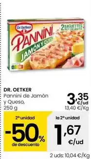 Eroski Dr oetker - pannini de jamon y queso oferta