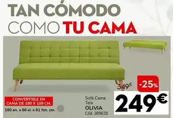 Conforama Sofa cama tela olivia oferta