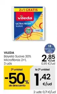 Eroski Vileda - bayeta suave 30% microfibras 2+1 oferta