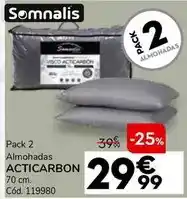 Conforama Somnalis - pack 2 almohadas acticarbon 70 cm oferta