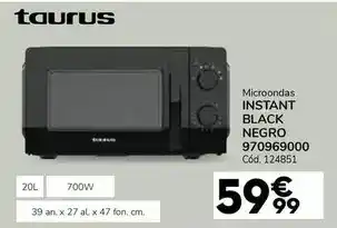 Conforama Taurus - microondas instant black negro oferta