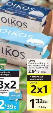 Caprabo Oikos - gamma de iogurts naturals oferta